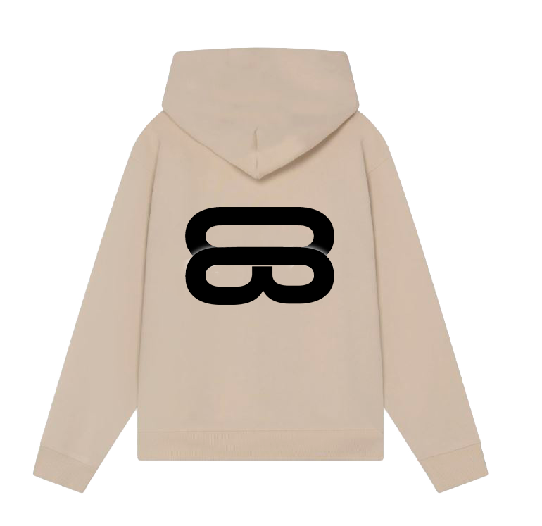 Main Logo Beige Oversized Hoodie